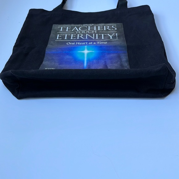 TEACHERS TOUCH ETERNITY! Black Fabric Tote Bag - Picture 2 of 9
